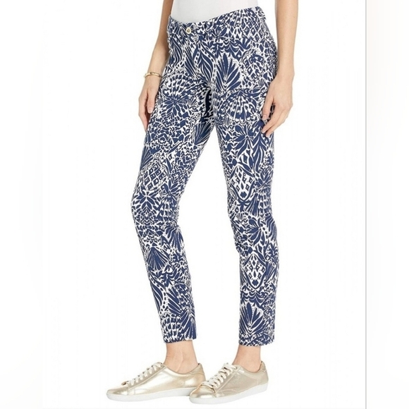 Lilly Pulitzer Kelly Stretch Knit Ankle Pants By Land or Sea Size 0 - Picture 15 of 15